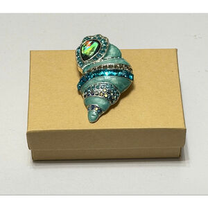 Seashell Brooch Pin Teal Silver Unbranded